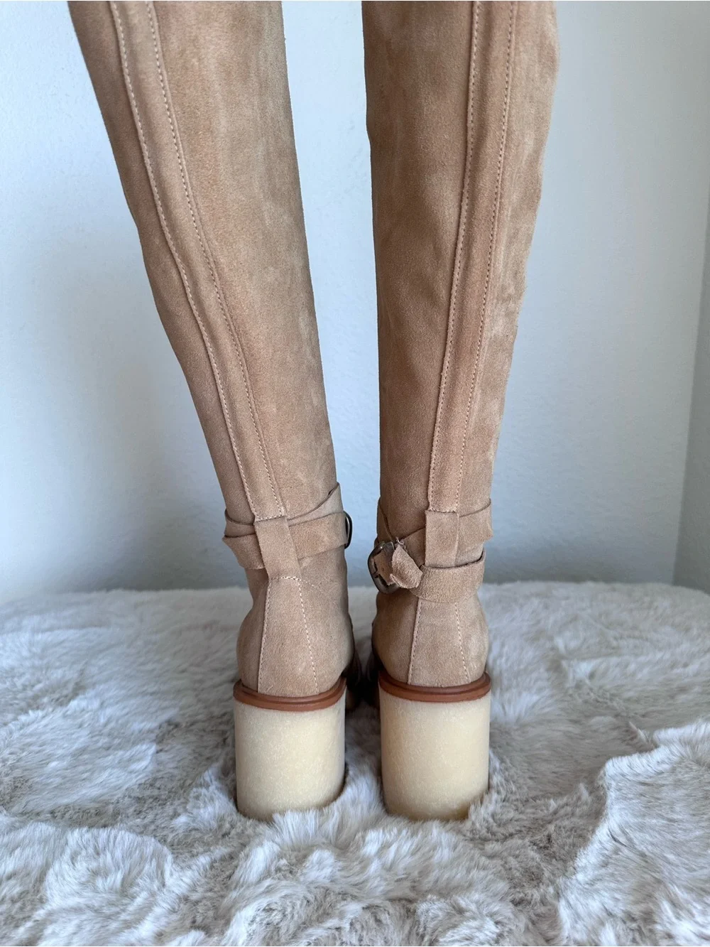 Free People Tan Beige Jasper Platform Knee High Boots size 37 US 7 NWOT